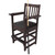 C.L. Bailey Tunbridge Spectator Chair Weathered Brown, outdoor wooden chair with a cushioned seat and a built-in side table with cup holders, designed for outdoor entertaining.
