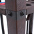 C.L. Bailey Tunbridge Floor Cue Rack Weathered Brown, close-up of sturdy wooden cue rack with weathered brown finish and black metal corner brackets.