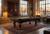 C.L. Bailey Dutchess Slate Pool Table, a classic dark wood billiards table with green felt surface in an urban loft with large windows and city view.