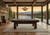 Doc & Holliday Maverick Rustic Slate Pool Table – Buffalo Nickel Rail Sights, set in a cozy game room with large windows showing a scenic mountain lake view.