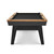 End view of Black and Pecan pool table with tapered legs