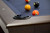 Close-up of the Doc & Holliday Rook custom slate billiard table with Championship Academy blue felt and luxury billiard balls.
