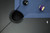 Overhead corner pocket view of the Doc & Holliday Redford Slate Pool Table with Academy Blue felt, leather pocket, diamond sights, and billiard ball set.