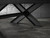 Doc & Holliday Portland 8' Slate Pool Table in Black Ash, close-up view of the table's black metal X-shaped leg structure on a concrete surface.