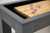 Doc & Holliday Peter Parsons Shuffleboard Table in Matte Smoke, close-up of the stylish gray shuffleboard table with a wooden playing surface and game pieces.