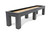 Doc & Holliday Peter Parsons Shuffleboard Table in Matte Smoke, sleek game table with a black-and-wood playing surface and sturdy gray frame.