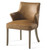 Plank & Hide Co Otto Game Chair Washed Oak, a stylish brown leather chair with wooden legs and armrests.
