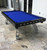 Sawyer Twain Gridlock All Weather Outdoor Pool Table, blue felt playing surface with black frame and silver legs, suitable for outdoor use, with free USA shipping.