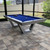 Sawyer Twain Matrix Outdoor Slate Pool Table with Sunbrella Felt, modern outdoor pool table with a sleek gray design and blue felt surface, made in USA.