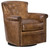 Hooker Furniture Nicolla Leather Stationary Chair, image of a brown leather stationary chair with rolled arms and nailhead trim details.