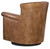 Hooker Furniture Nicolla Leather Stationary Chair, front view showing the brown leather upholstery and rounded base.