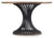 Hooker Furniture Studio 7H Cinch Round Dining Table, round wooden top with a black metal curved support base.