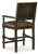 Hooker Furniture Comfort Counter Stool, rustic wooden frame with a dark finish, upholstered cushioned seat, and decorative nailhead trim on the backrest and seat edges.