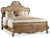 Hooker Furniture Chatelet King Wood Panel Bed, rustic wooden bed with an ornate curved headboard and footboard, featuring a distressed finish and decorative carved details.