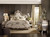 Hooker Furniture Sanctuary Queen Upholstered Bed, elegant bedroom with ornate white bed frame, tufted headboard, and classic decor.