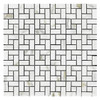 Calacatta Gold Marble Target Pinwheel Mosaic Tile with Calacatta Gold Dots Polished