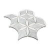 La Fleur Mosaic Waterjet Tile Honed White Carrara with Bianco Dolomite Leafs