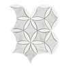 White Carrara with Bianco Dolomite Leafs La Fleur Marble Mosaic Waterjet Tile Honed