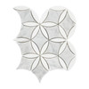 White Carrara with Bianco Dolomite Leafs La Fleur Marble Mosaic Waterjet Tile Polished