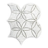 White Carrara Marble La Fleur Mosaic Waterjet Tile Honed