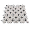 Honed White Carrara Flower Mosaic Tile with Black Penny 