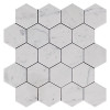 Italian White Carrera Marble Bianco Carrara 3" Hexagon Mosaic Tile Honed