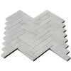 Carrara White Italian Marble 1x4 Herringbone Mosaic Tile Polished