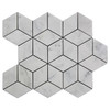 Italian White Carrera Marble Bianco Carrara Rhombus 3D Diamond Mosaic Tile Honed