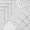 4x4 Bianco Dolomite Marble Wide Bevel Subway Tile Combination