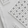 Polished Bianco Dolomiti Marble Target Pinwheel Mosaic Tile with Bardiglio Gray Dots
