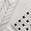 Polished Bianco Dolomiti Marble Target Pinwheel Mosaic Tile with Nero Marquina Black Dots