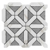 Calacatta Gold Italian Marble with Bardiglio Gray Triangles Geometrica Mosaic Tile Honed