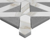 Calacatta Gold Italian Marble with Bardiglio Gray Triangles Geometrica Honed Mosaic Tile