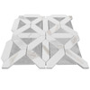 Calacatta Gold Italian Honed Marble Geometrica Mosaic Tile with Carrara White Triangles