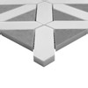 Bianco Dolomiti Marble Geometrica Honed Mosaic Tile with Bardiglio Gray Triangles