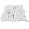 Bianco Dolomiti Honed Marble Geometrica Mosaic Tile with Calacatta Gold Triangles