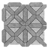 Bardiglio Gray Marble Geometrica Mosaic Tile with Carrara White Triangles Honed