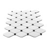 Bianco Dolomiti Honed Marble Long Octagon Rhomboid with Black Dots Mosaic Tile