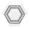 Bianco Dolomiti Marble Georama Hexagon with Bardiglio Gray Strips Mosaic Tile Polished