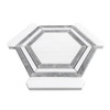 Bianco Dolomiti Polished Marble Georama Hexagon with Bardiglio Gray Strips Mosaic Tile 