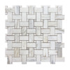 Calacatta Gold Italian Marble Basketweave Mosaic Tile with Calacatta Oro Dots Polished