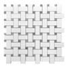 Bianco Dolomiti Marble Basketweave Mosaic Tile with Bardiglio Gray Dots Honed