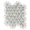 Calacatta Gold Italian Marble with Calacatta Gold Accent Daisy Flower Waterjet Mosaic Tile Honed