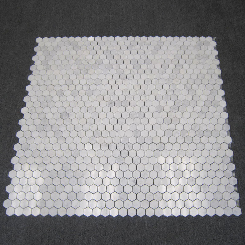 Carrara White Italian Marble Hexagon Mosaic Tile – 4 Inch Polished, For Backsplash & Flooring - View #3