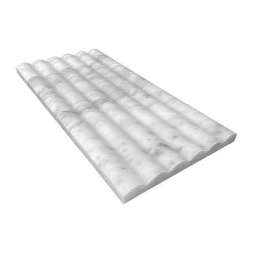 Flute 3D Dimensional Tile 6x12 Carrara White Italian Marble Polished