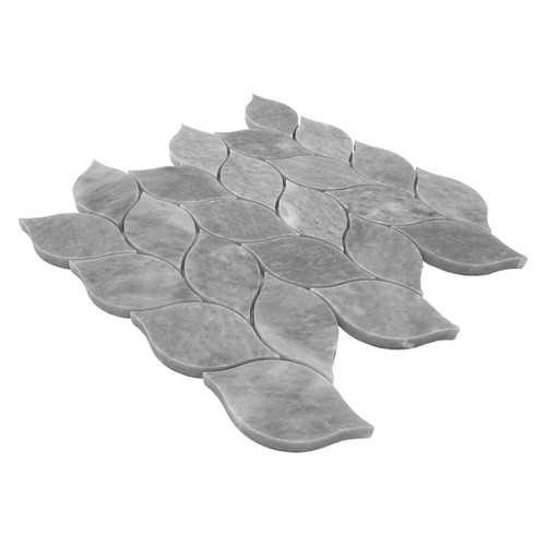 Bardiglio Gray Honed Blanco Orchid Leaf Marble Mosaic Tile