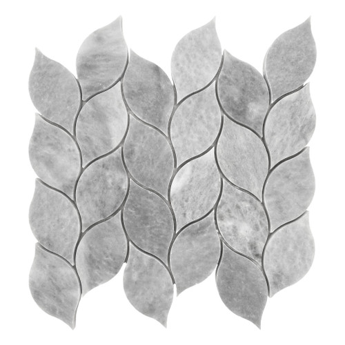 Bardiglio Gray Marble Blanco Orchid Leaf Mosaic Tile Polished