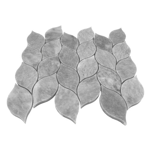 Blanco Orchid Leaf Mosaic Tile Polished Bardiglio Gray Marble 