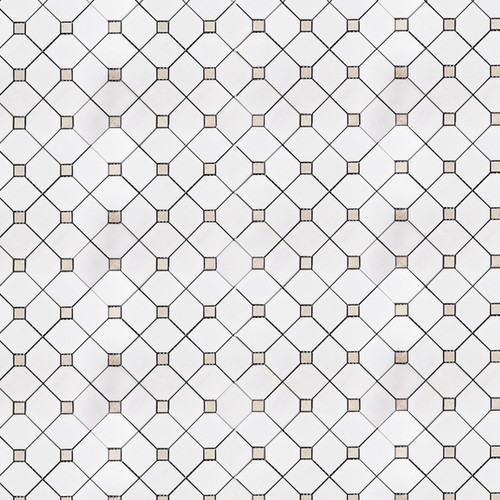 Bianco Dolomite Marble Dotty Mosaic Tile with Crema Dots Honed