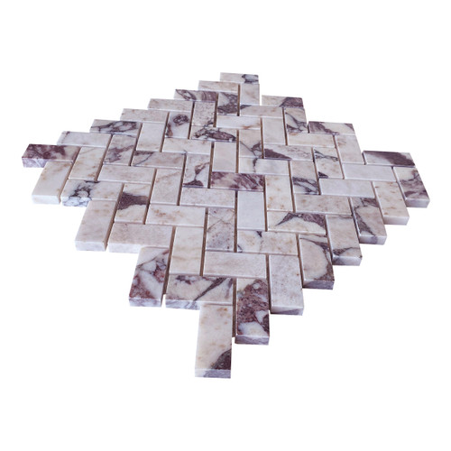 Calacatta Viola Marble 1x2 Honed  Herringbone Mosaic Tile 